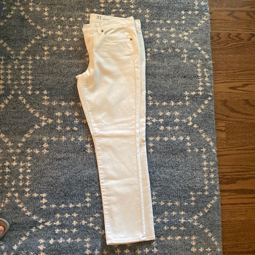J. Crew Toothpick ankle white jeans